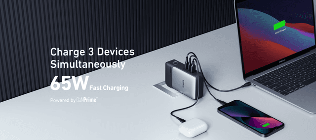 شاحن متنقل انكر مع شاحن جداري 10000 مللي أمبير Anker 733 Power Bank GaNPrime PowerCore 65W