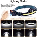 كشاف راس ليد 2000 مللي أمبير 1000 لومن Headlamp rechargeable 270° Wide Beam LED with 6 Modes And Motion Sensor Headlight - 259016