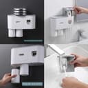 Toothbrush Holders, 4 Cups Toothbrush Holder Wall Mounted with Toothpaste Dispenser