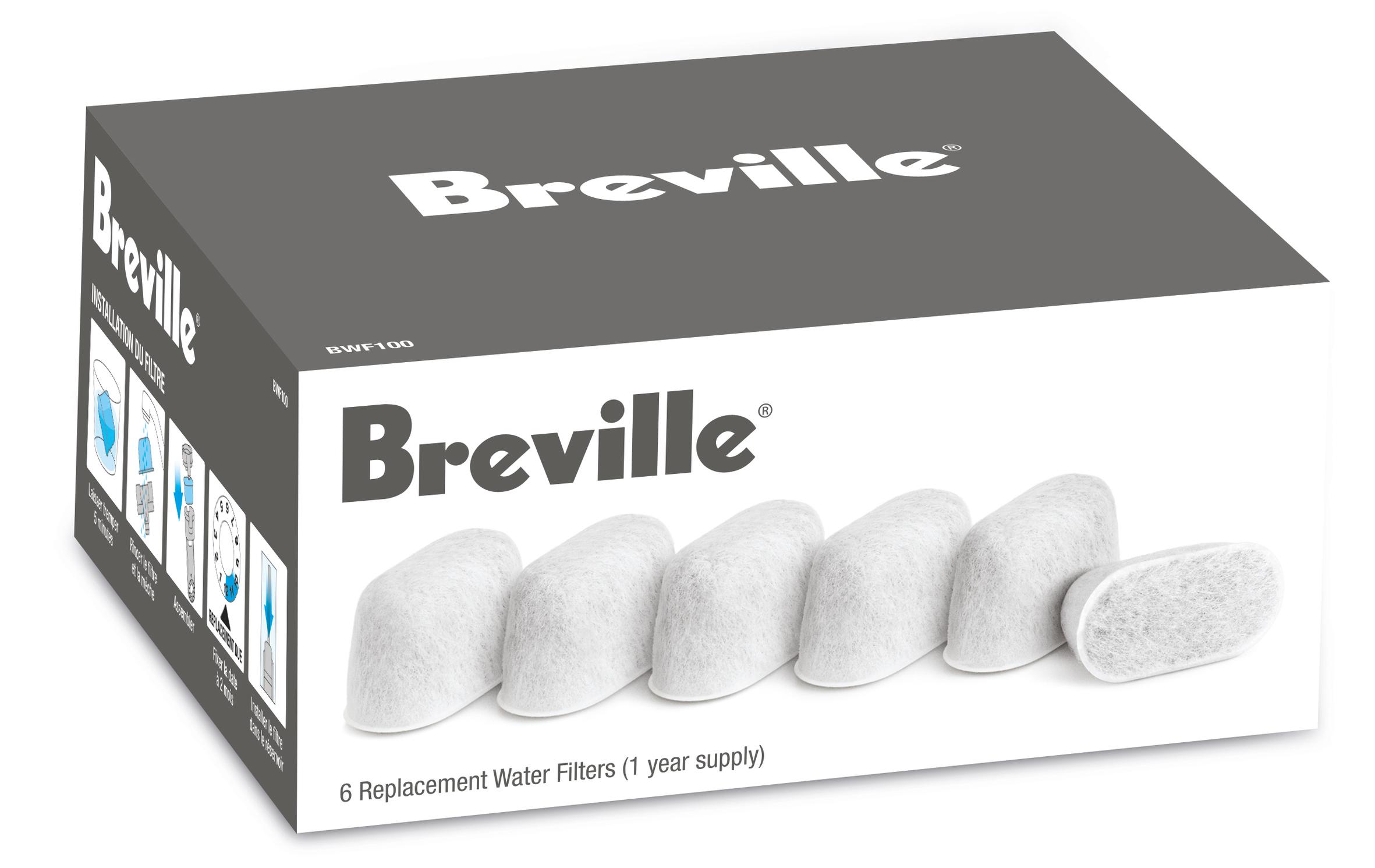 فلاتر موية متوافقة مع مكينة قهوة بريفيل سيج حزمة 6 في 1 بريفيل Breville Replacement Water Filters