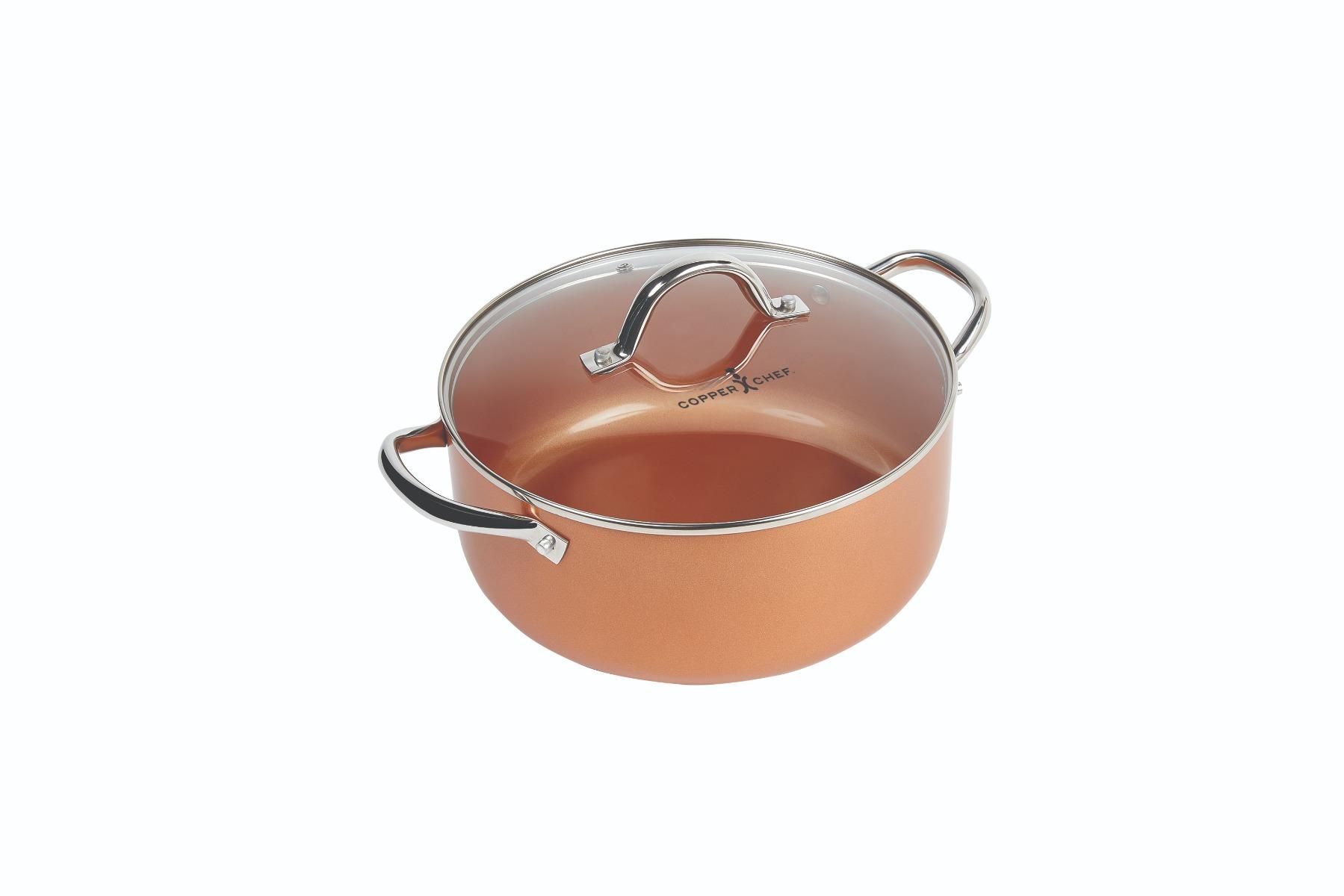 قدر طبخ 20 سم نحاس كسرولة كوبر شيف Copper Chef Round Casserole With Lid