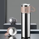 ترمس مطارة حافظ للحرارة 500 مللي Vacuum Flask Set with 3 Stainless Steel Cups Combo - 725595