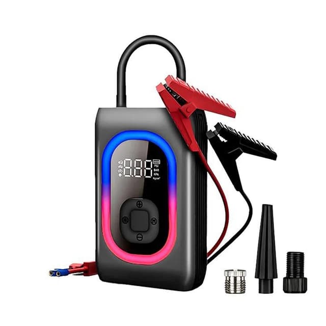 شاحن بطارية سيارة متنقل و منفاخ إطارات 12000 مللي أمبير Portable Multifunctional Car Air Pump + Jump Starter