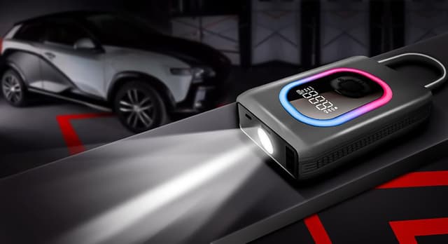 شاحن بطارية سيارة متنقل و منفاخ إطارات 12000 مللي أمبير Portable Multifunctional Car Air Pump + Jump Starter