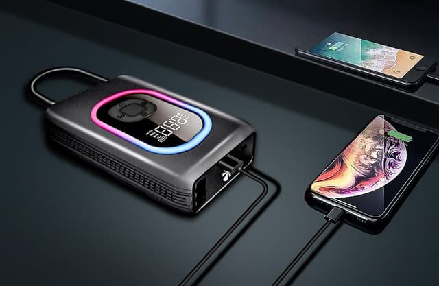 شاحن بطارية سيارة متنقل و منفاخ إطارات 12000 مللي أمبير Portable Multifunctional Car Air Pump + Jump Starter