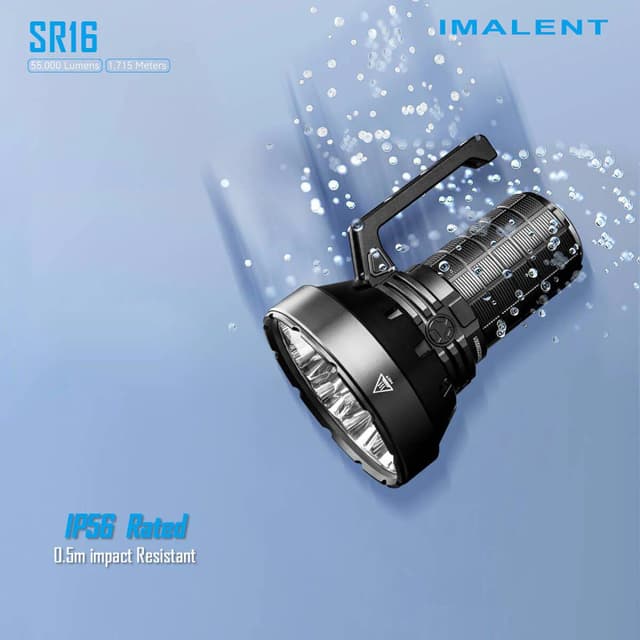 Imalent SR16 Tactical Flashlight 55000 Lumens Super Bright LED Rechargeable Spotlight, Cree XHP50.3 HI LEDs Torch Searchlight 1715 Meters Beam, with Handle Suitable for Hunting, Searching, Emergency