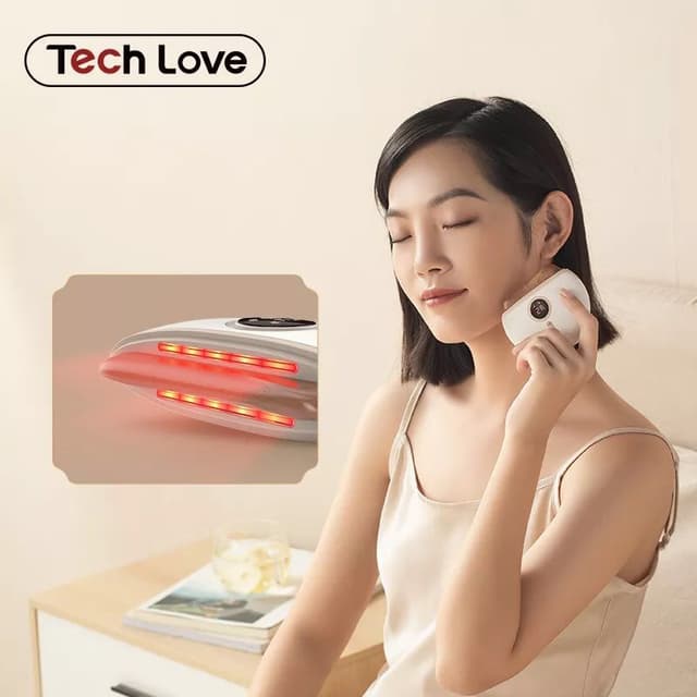 جهاز تدليك الوجه الكهربائي بتقنية تدليك غواشا Gua Sha Facial Tools Massager 3-level Heat & Vibration
