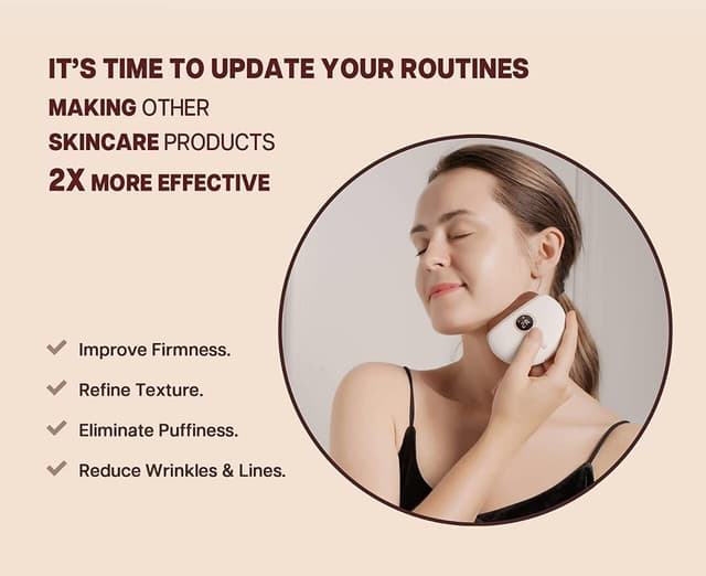 جهاز تدليك الوجه الكهربائي بتقنية تدليك غواشا Gua Sha Facial Tools Massager 3-level Heat & Vibration