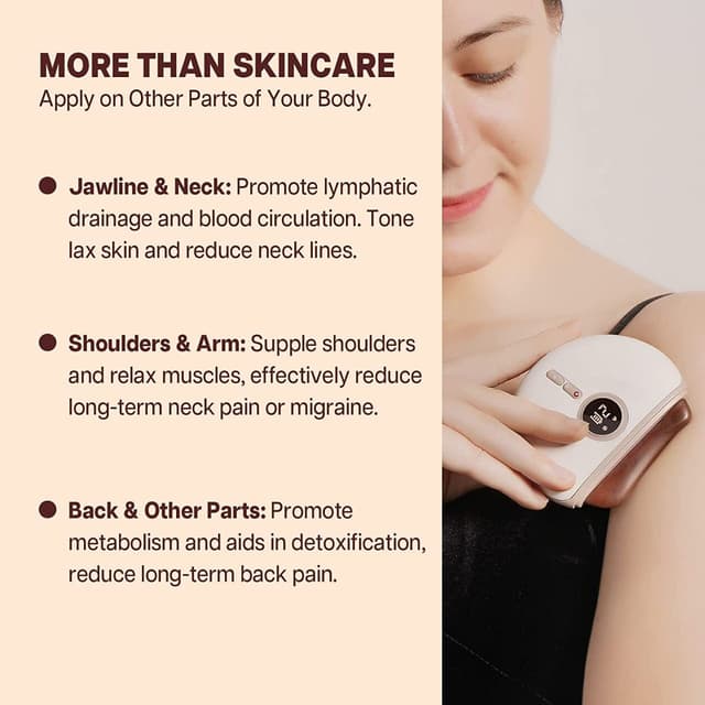 جهاز تدليك الوجه الكهربائي بتقنية تدليك غواشا Gua Sha Facial Tools Massager 3-level Heat & Vibration