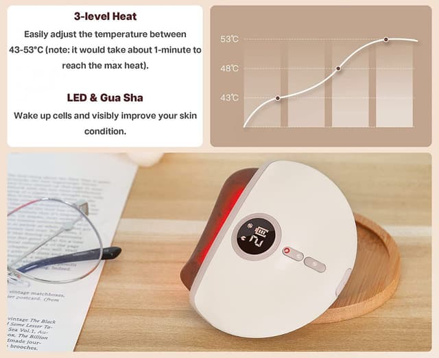 جهاز تدليك الوجه الكهربائي بتقنية تدليك غواشا Gua Sha Facial Tools Massager 3-level Heat & Vibration