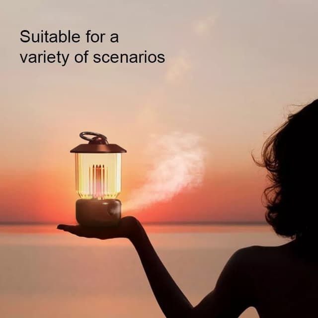 فواحة كهربائية مع إضاءة محمولة Kerosene Lamp Air Humidifier Aromatherapy Diffuser