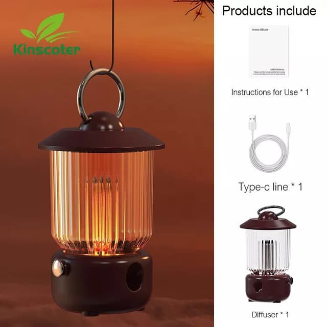 فواحة كهربائية مع إضاءة محمولة Kerosene Lamp Air Humidifier Aromatherapy Diffuser