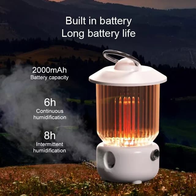 فواحة كهربائية مع إضاءة محمولة Kerosene Lamp Air Humidifier Aromatherapy Diffuser