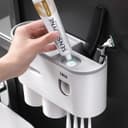 Toothbrush Holders, 4 Cups Toothbrush Holder Wall Mounted with Toothpaste Dispenser