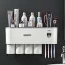 Toothbrush Holders, 4 Cups Toothbrush Holder Wall Mounted with Toothpaste Dispenser