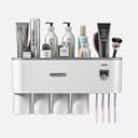 Toothbrush Holders, 4 Cups Toothbrush Holder Wall Mounted with Toothpaste Dispenser