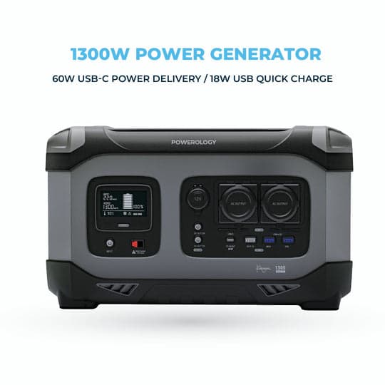 بطارية متنقلة للرحلات باورولوجي 1300 واط سعة 392000 مللي أمبير Powerology 392000mAh Power Generator