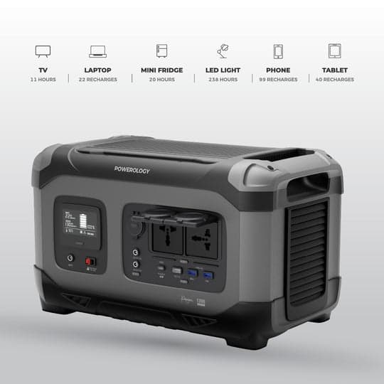 بطارية متنقلة للرحلات باورولوجي 1300 واط سعة 392000 مللي أمبير Powerology 392000mAh Power Generator
