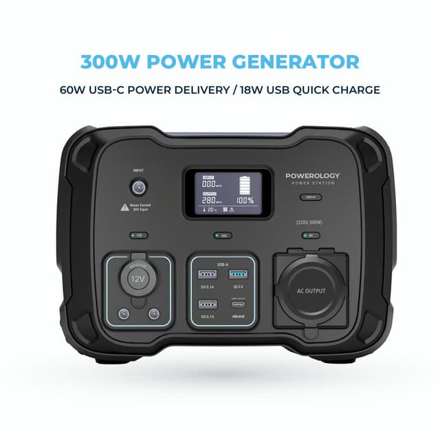 بطارية متنقلة للرحلات بورولوجي 300 واط Powerology 78000mAh Power Generator