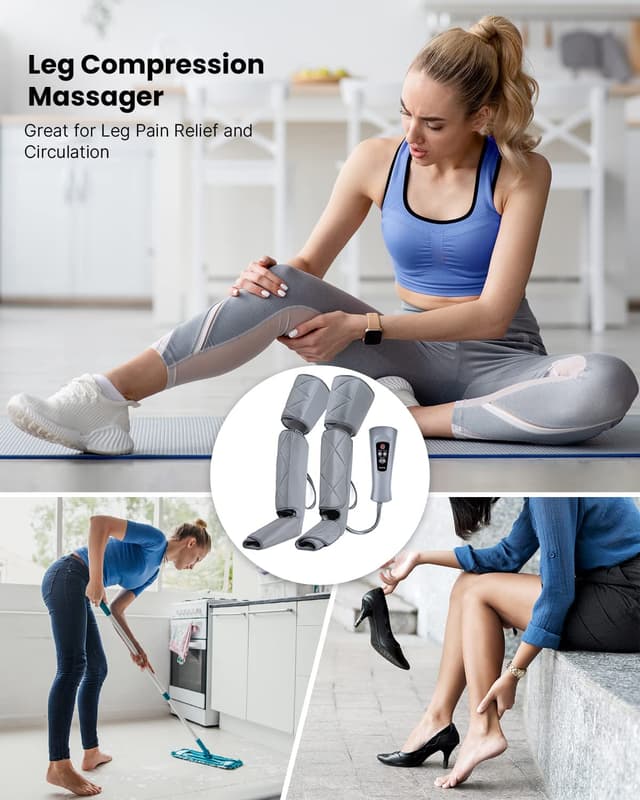 Leg Massager for Circulation and Relaxation, Calf Feet Thigh Massage, Sequential Wraps Device with 6 Modes 4 Intensities, Helps to Relax Legs