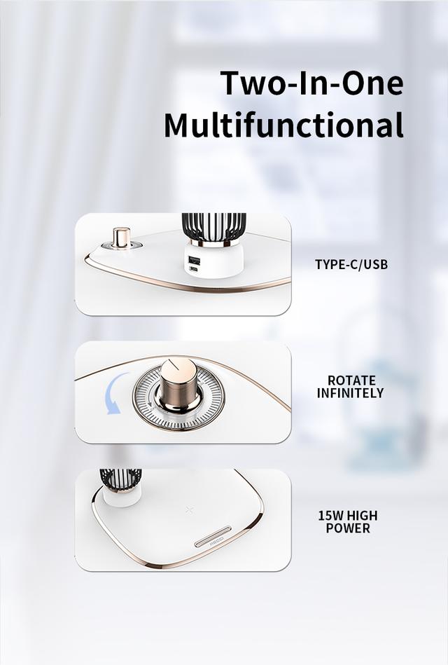 مصباح مكتب مع شاحن لاسلكي 15 واط Recci Wireless Charging Ambient Lamp