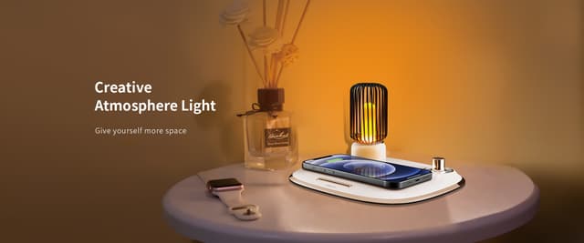 مصباح مكتب مع شاحن لاسلكي 15 واط Recci Wireless Charging Ambient Lamp
