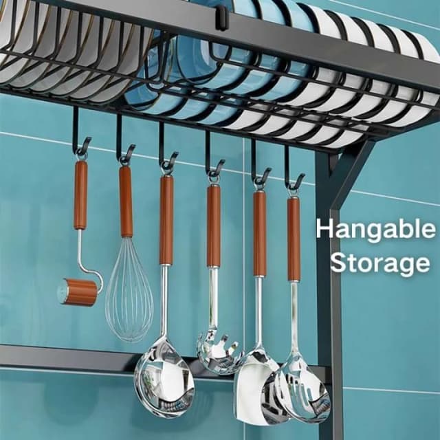 رف تجفيف الصحون للميكرويف 2 رف Kitchen Sink Drain Rack Multi-functional Two-layer