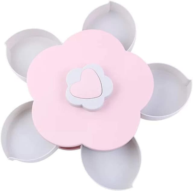 صينية تقديم الحلوى والمكسرات مع حامل جوال Five Compartments Flower Candy Storage Box Serving Rotating Tray