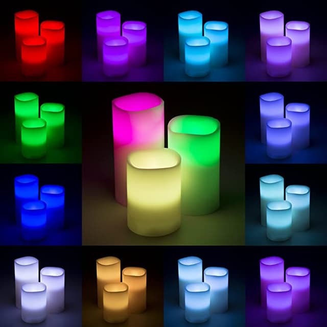اضاءة ليد على شكل شموع LED Candle Light 3Pc Set With Remote Control Timer Multicolour