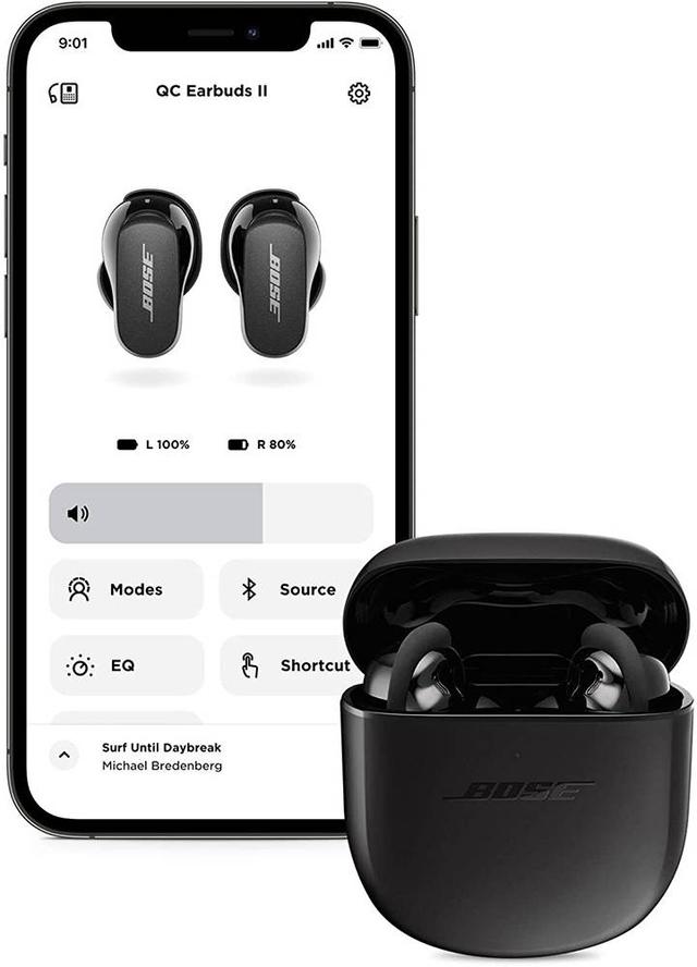 Bose QuietComfort Earbuds II ANC True Wireless In-Ear Headphones Up to 24H Power Clear Calls with 4 x NC Mic Touch Controls for Audio Calls & ANC Bose Fit Kit for Isolation Black | 870730-0010 - SW1hZ2U6MTAyMjM1NQ==