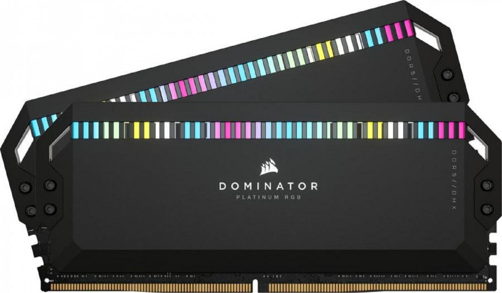Corsair Dominator Platinum RGB 32GB (2x16GB) Memory Kit DDR5 DRAM 5200MHz Speed C40 Latency Overclock PMIC RGB LED Lighting DIMM 1.25V Black | CMT32GX5M2B5200C40