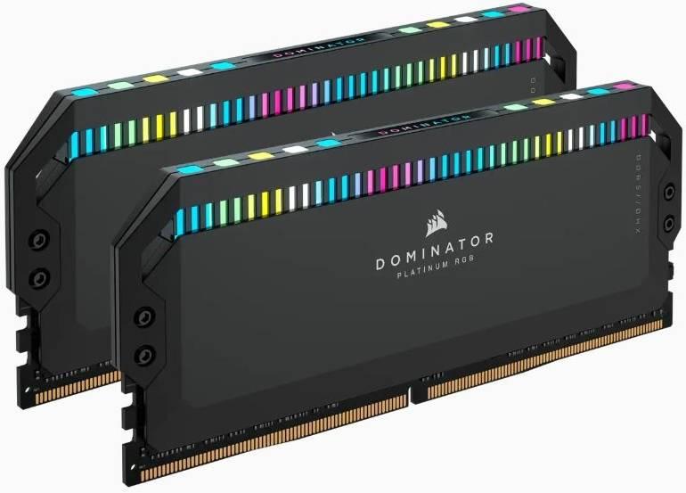 Corsair Dominator Platinum RGB 64GB (2x32GB) DDR5 Desktop Memory 6000MHz Tested Speed 40-40-40-77 Latency  Intel XMP 3.0 Profile DIMM 288 Pin Format 1.35V Voltage Black | CMT64GX5M2B6000C40