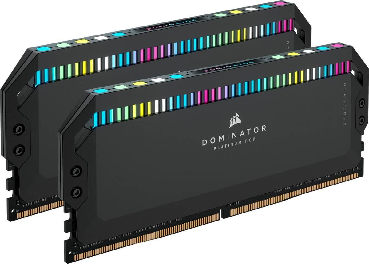 Corsair Dominator Platinum Rgb 64gb Ddr5 Desktop Memory 5600mhz Speed 40-40-40-77 Latency Intel Xmp 3.0 Profile Dimm 288 Pin Format 1.25v Voltage Non-Ecc Unbuffered Black