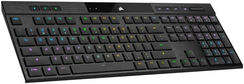 كيبورد قيمنق ميكانيكي بإضاءة RGB أسود كورسير Corsair K100 Air Wireless RGB Ultra-Thin Mechanical Gaming Keyboard CH-913A01U-NA