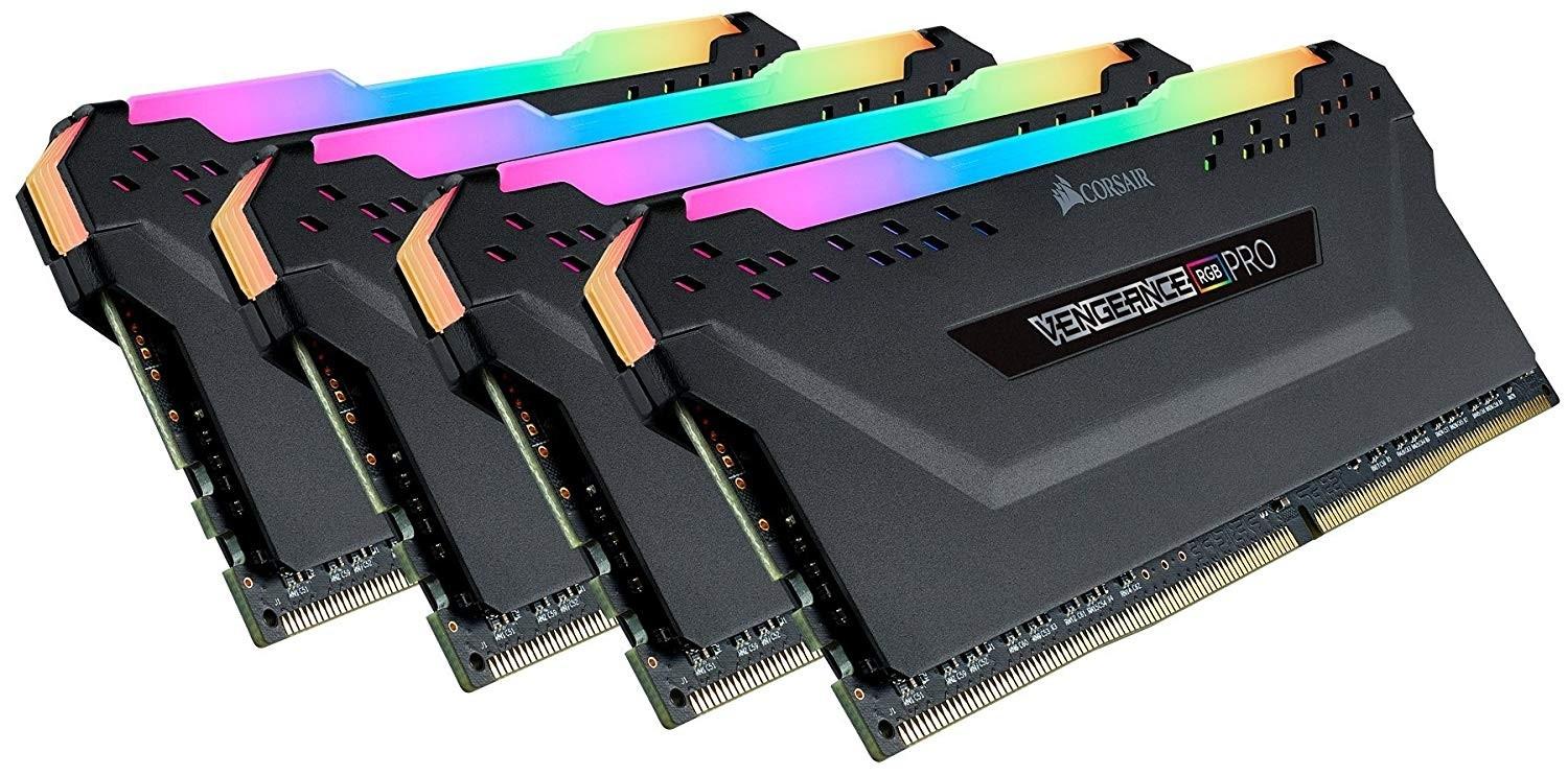 Corsair Vengeance RGB Pro 64GB (4x16GB) DDR4 3000 (PC4-24000) C15 Desktop Memory Black | CMW64GX4M4C3000C15