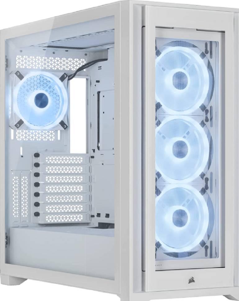 Corsair iCUE 5000X RGB QL Edition Mid Tower Case Tempered Glass 4 QL120 RGB Fans Up To 360mm Radiator Support Lighting Node Core 136 Total RGB LEDs White | CC-9011233-WW