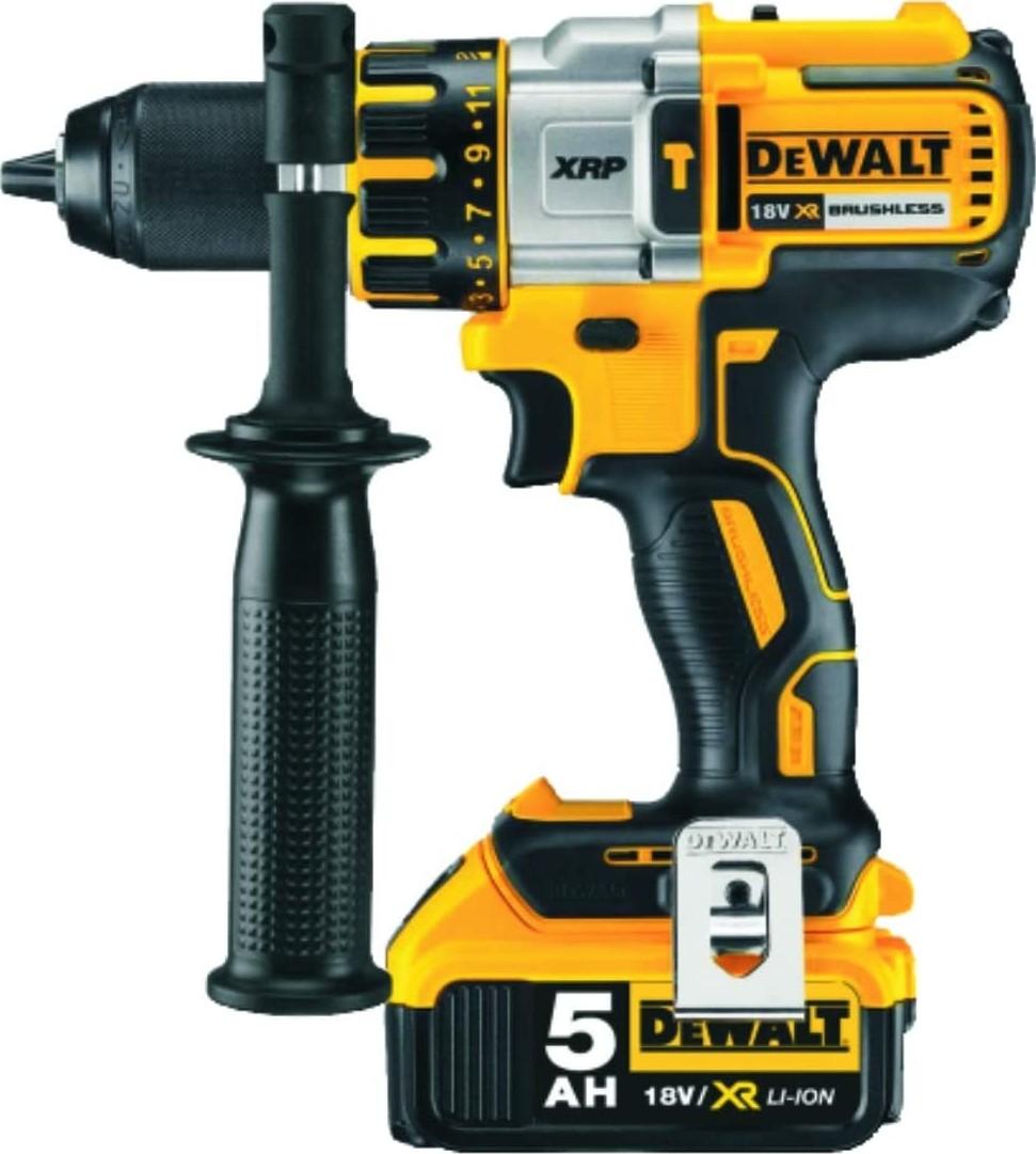 DeWalt 18V 13mm Heavy Duty Premium Brushless Hammer Drill, 2 x 5.0Ah Batteries, XRP 2nd Gen Drill, With Kit Box DCD996P2-B5 - Black/Yellow | B07ZJL395K