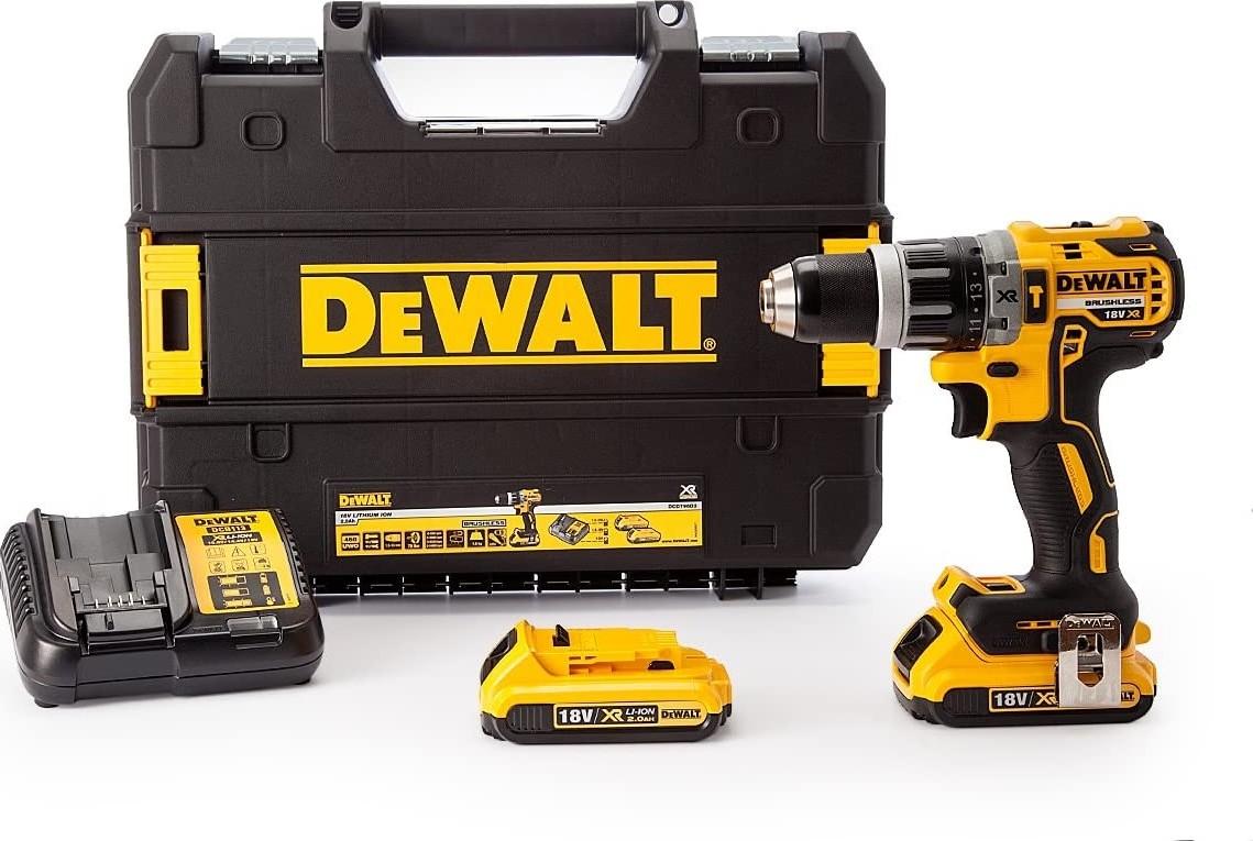 دريل لاسلكي ديوالت DeWalt 18V 13mm Lithium Ion Brushless Motor Compact Hammer Drill DCD796D2-GB