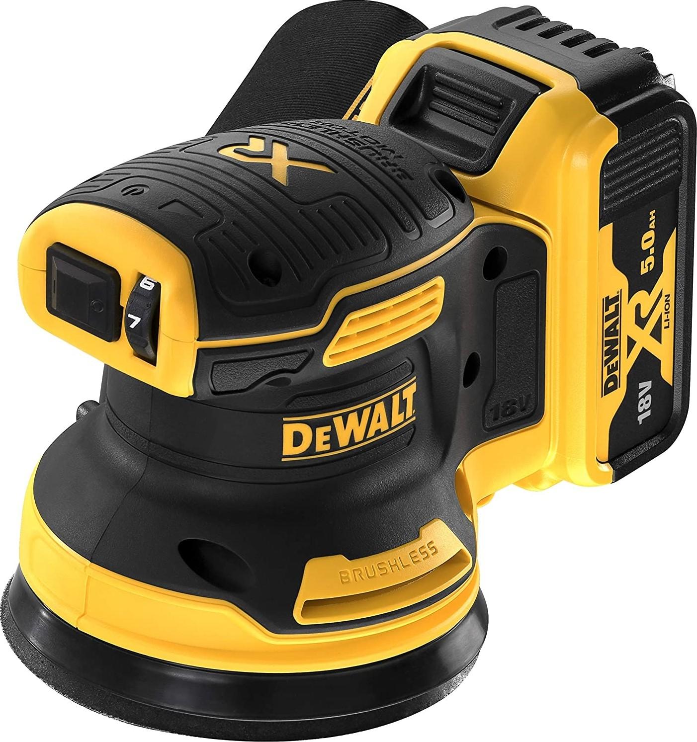 DeWalt 18V Cordless Brushless RO Sander - 2 x 4Ah Batteries & Chargers, DCW210P2-GB - Yellow/Black | B08C3JS6D7