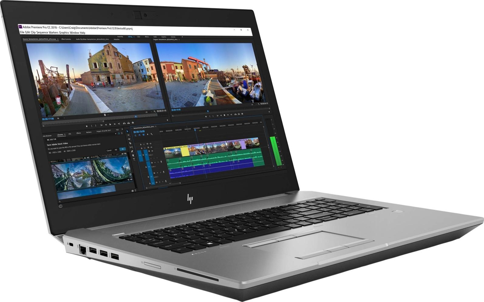 HP ZBook 17 G5 Mobil Workstation Intel 6-Core i9-8950HK 2.9GHz, 16GB, 512GB SSD, 17.3 Inch FHD (1920x1080), BT, Camera, NVIDIA P1000 4GB, Backlit Keyboard, Windows 10 Pro, Silver