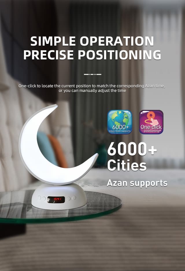 مصباح القران على شكل هلال كروني زينة رمضان Crony SQ-902 Speaker Quran Led Moon Lamp