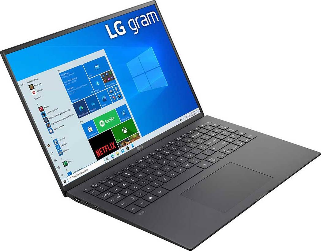 كمبيوتر محمول 16 بوصة معالج Intel Core i7-1165G7 رامات 16 جيجابت هارد 1 تيرابايت SSD أسود إل جي LG Gram 16Z90P-G 16'' WQXGA IPS Laptop Intel Core i7-1165G7 2.8 GHz 16GB LPDDR4X RAM 1TB SSD