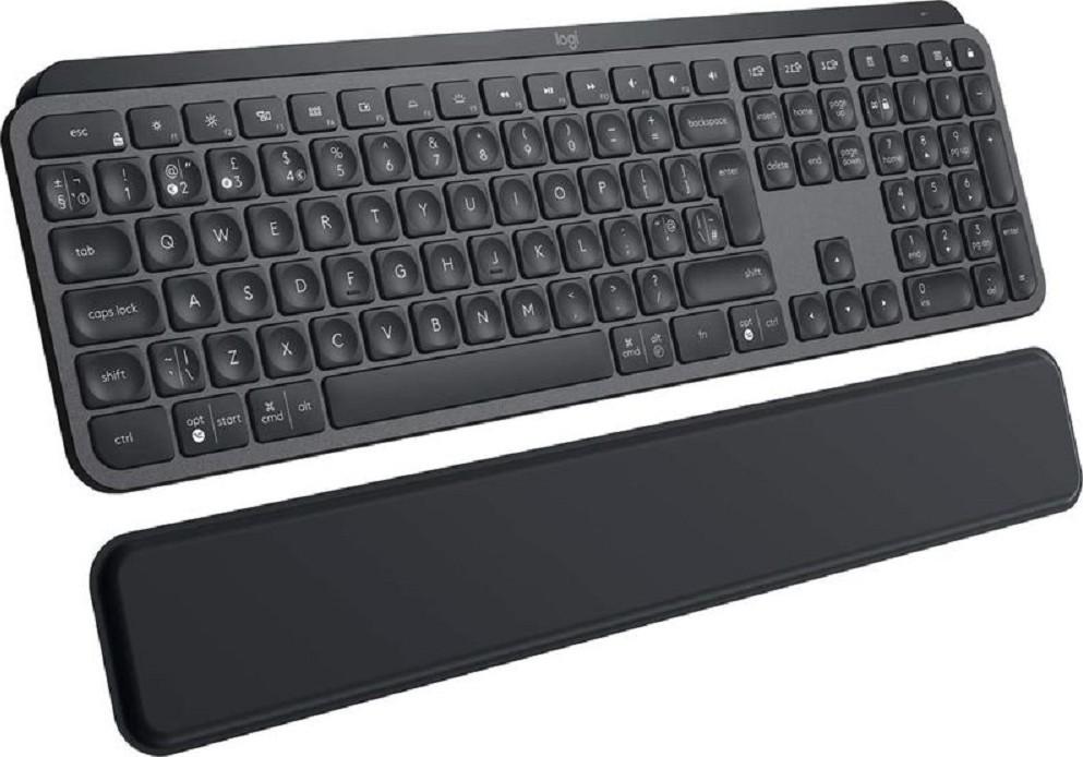 Logitech MX Keys Plus Advanced Wireless Illuminated Keyboard, With Palm Rest, Bluetooth / USB-A Receiver, Perfect Stroke Keys, Capslock Indicator, Eng KB, UK Layout, For MAC, Graphite | 920-009416