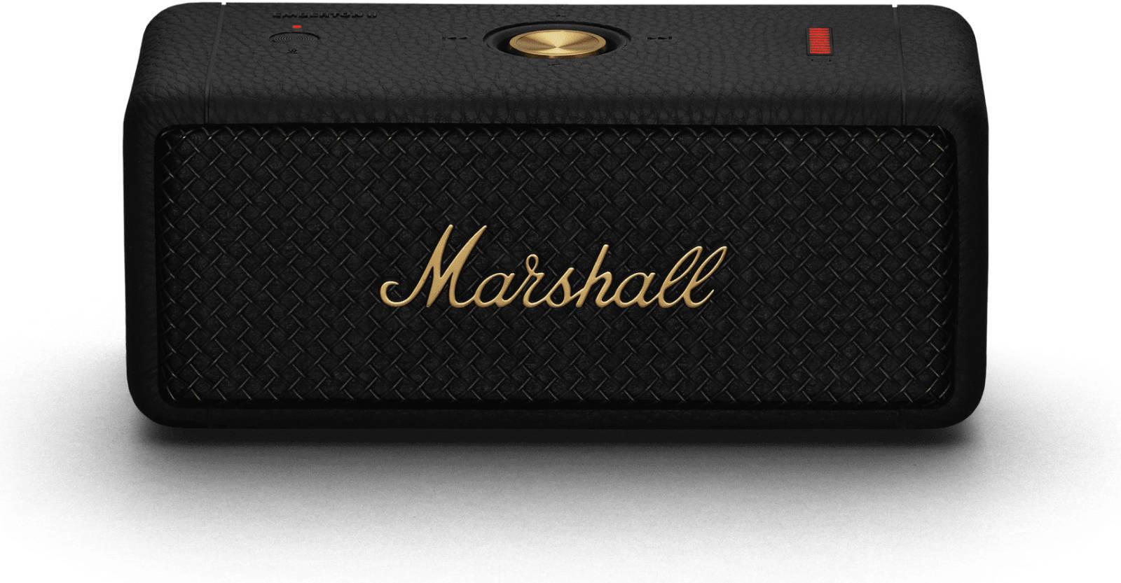 Marshall Emberton II Portable Bluetooth Speaker,  2" Dynamic Driver, BT 5.1, 30H Portable Playtime, 10m Range Wireless Operation, Multi Directional Control Knob, USB-C Connect, Black & Brass | 1006234