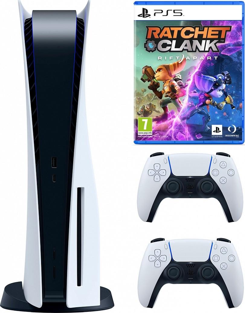 Sony PlayStation 5 Standard Edition Console Plus 1 Gaming Controller with Ratchet & Clank Rift Apart, UAE Version