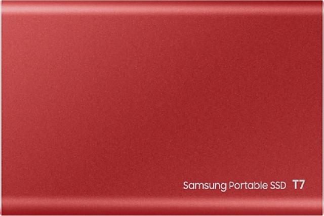 Samsung T7 500GB Portable SSD USB 3.2 Gen.2 Up to 1 050MB/sec Read Up to 1 000 MB/sec Write AES 256-Bit Metallic Red | MU-PC500R/WW - SW1hZ2U6MTA0MjAwNA==