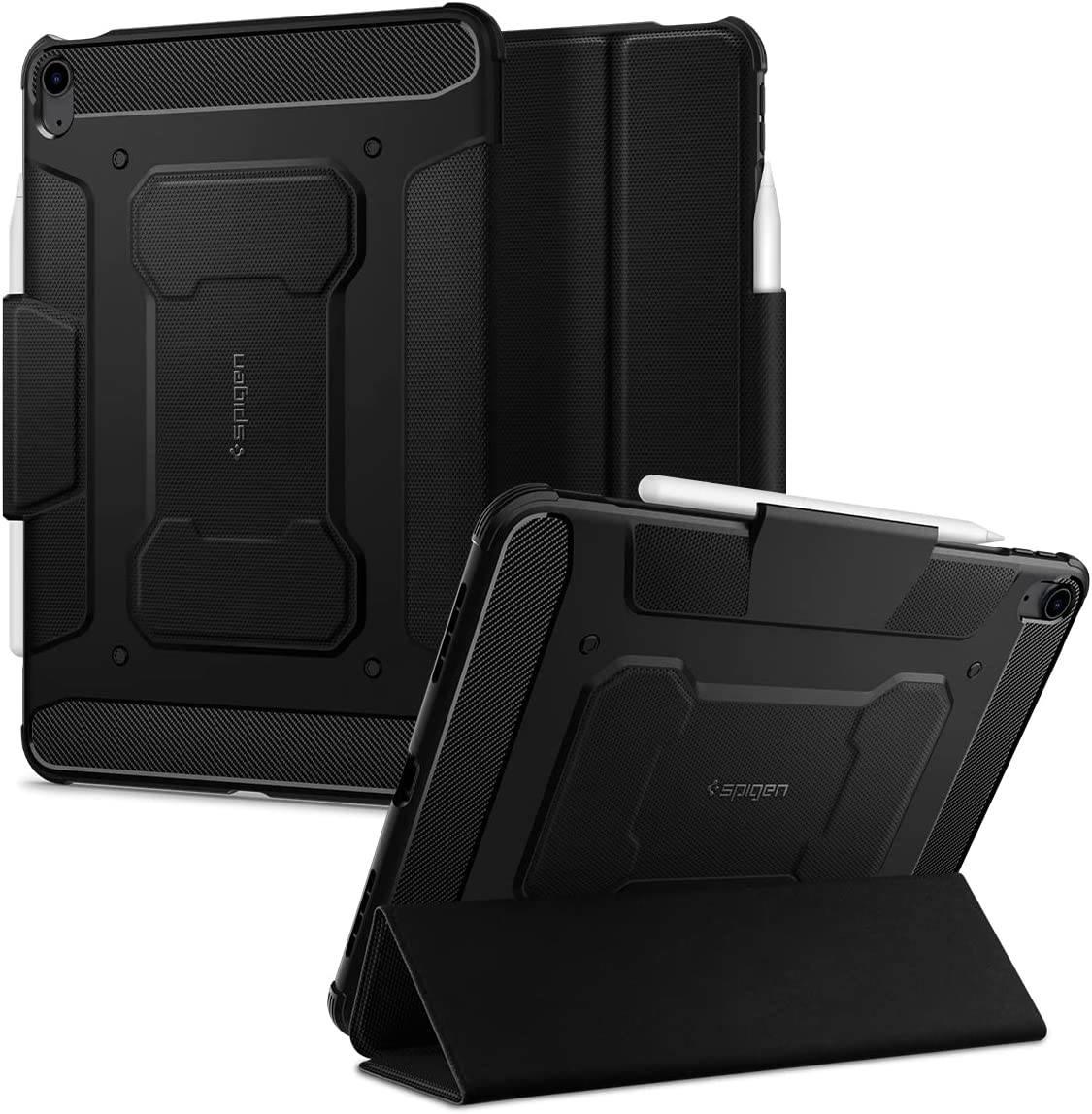 Spigen iPad Air 10.9" Rugged Armor Pro Case, Adjustable Hands Free Viewing, Dual Layered, Air Cushion Technology, Easy To Install and Remove, Supports Apple Pencil Functions, Black | ACS02054