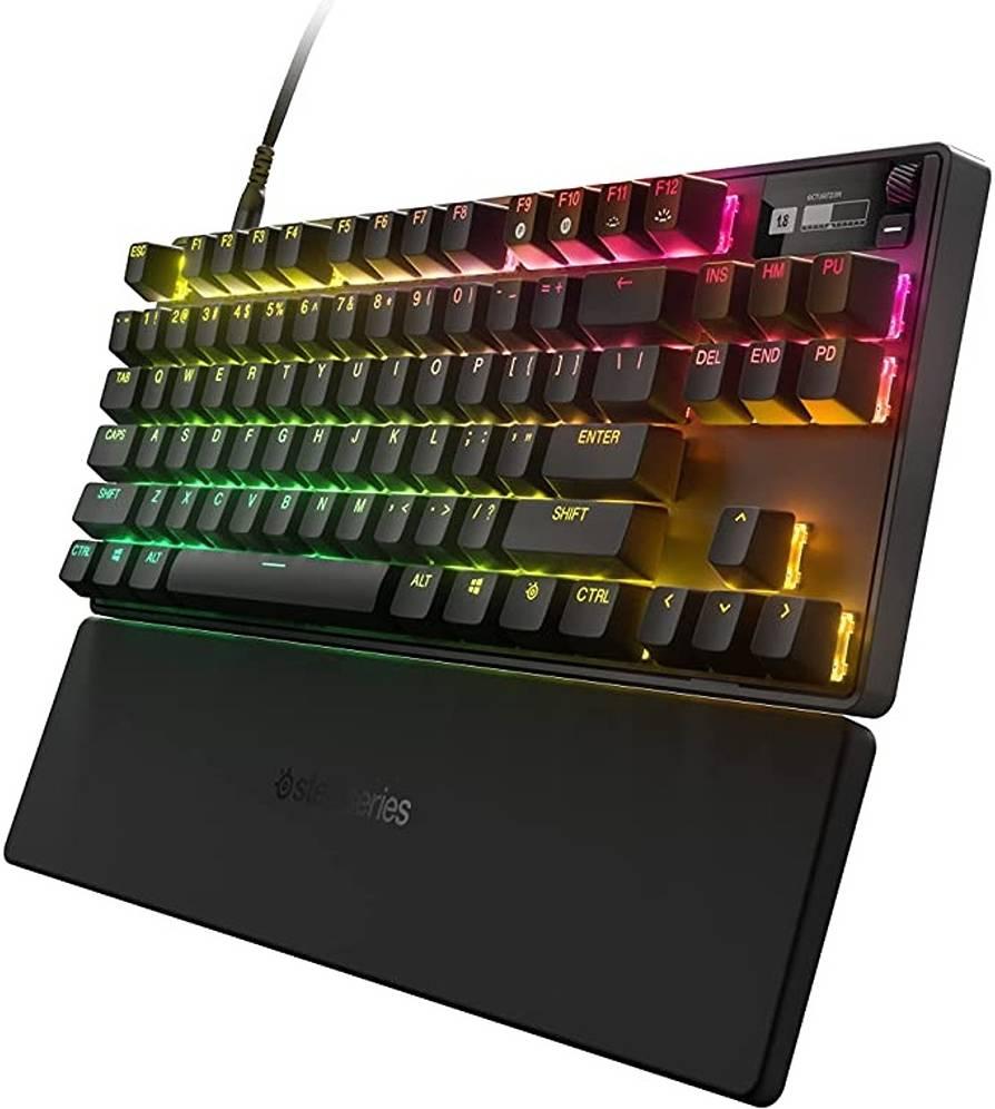 SteelSeries Apex Pro TKL Wired Mechanical Keyboard OmniPoint Switches Adjustable Actuation With RGB Backlighting OLED Smart Display Full Key USB Type A English Layout Black | 64856