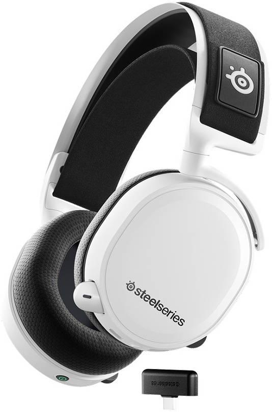 SteelSeries Arctis 7+ Wireless Gaming Headset 40mm Neodymium Drivers Low Latency 2.4 GHz Wireless ClearCast Bidirectional Mic 30H Battery Life 12m Effective Range USB-C Charging White | 61461
