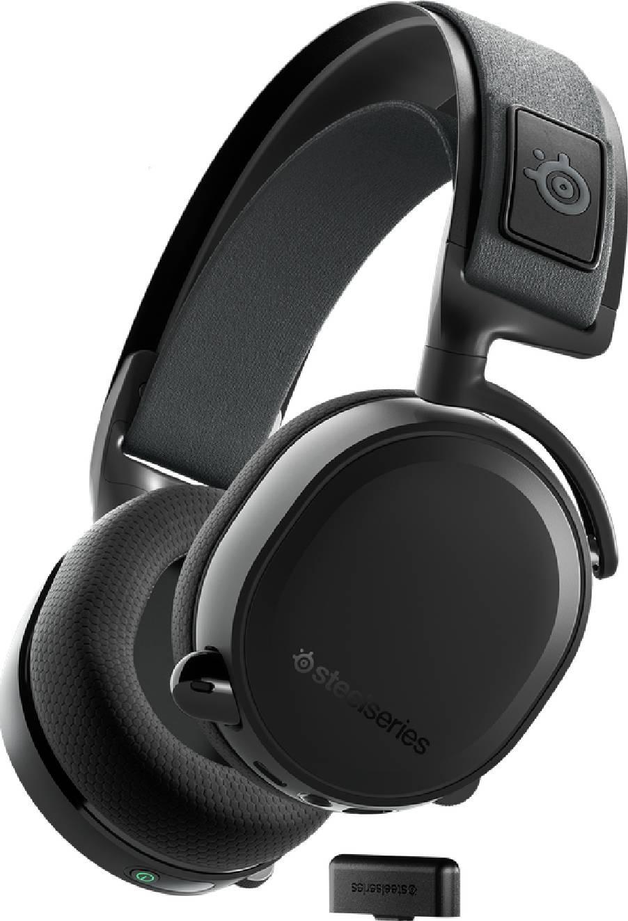 SteelSeries Arctis 7+ Wireless Gaming Headset Lossless 2.4 GHz 30 Hour Battery Life USB-C Charging 7.1 Surround For PC / PS5 / PS4 / Mac / Android Black | 61470